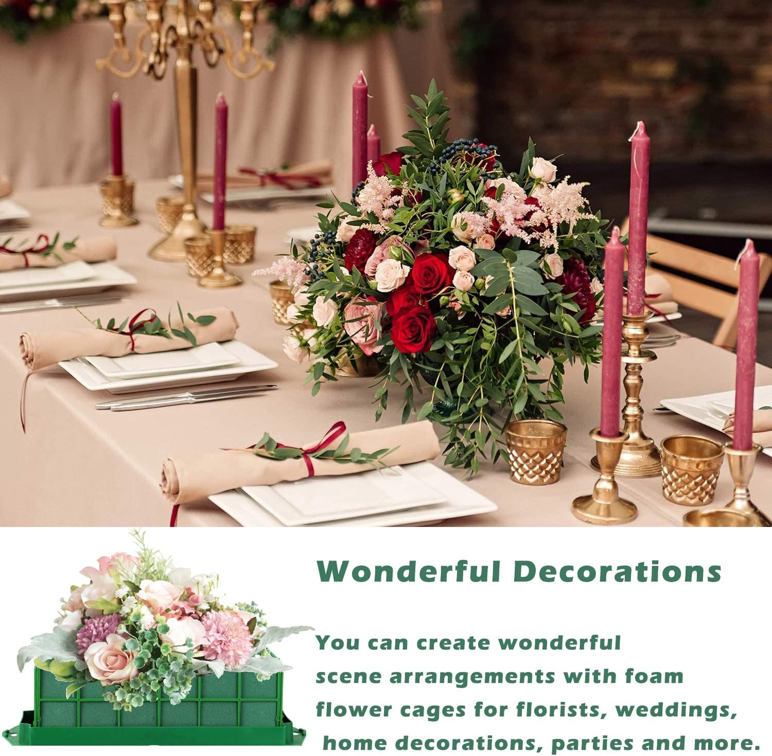 Support en Mousse Florale, Mousse Florale Verte, Mousse pour Fleurs, Florale Bloc Mousse, avec Support Et Grille, pour Arrangements Floraux, Mariage - 5