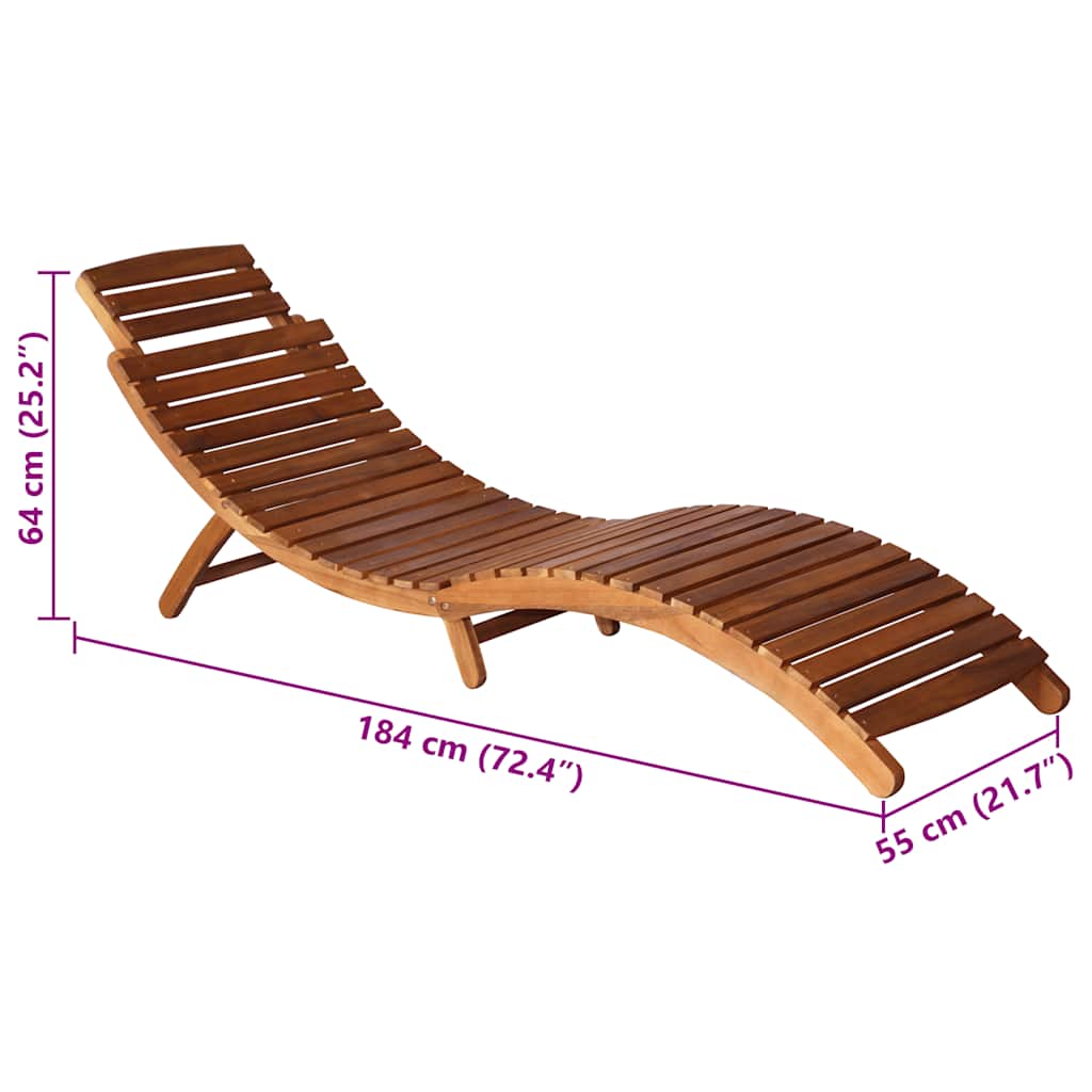 Tumbona de jardín con mesa y cojín madera maciza de acacia - COMFORTXL - 8