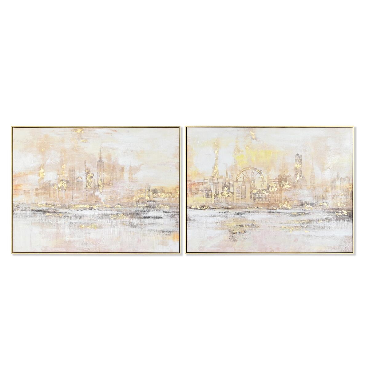 Cuadro dkd home decor 80 x 3,5 x 60 cm nueva york loft (2 unidades)