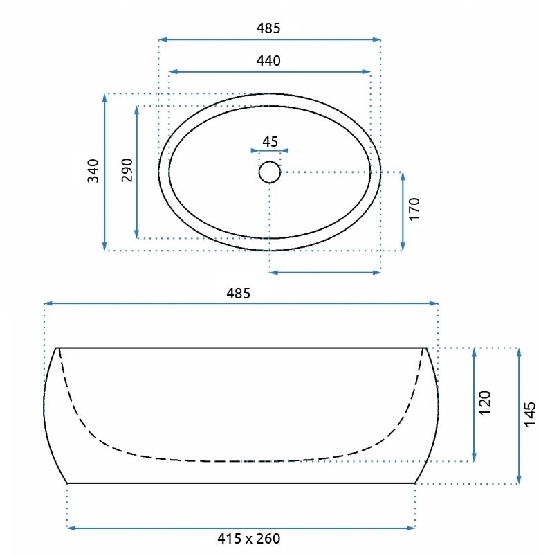 Une Vasque À Poser ovale Bleu gris effet marbre mat En Céramique - 5