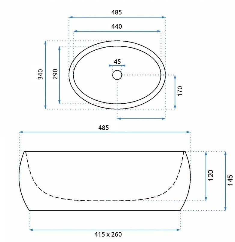 Lavatório de Pousar REA LINDA Granito branco 48,5x34x14,5 cm, Elegante e Resistente - 5