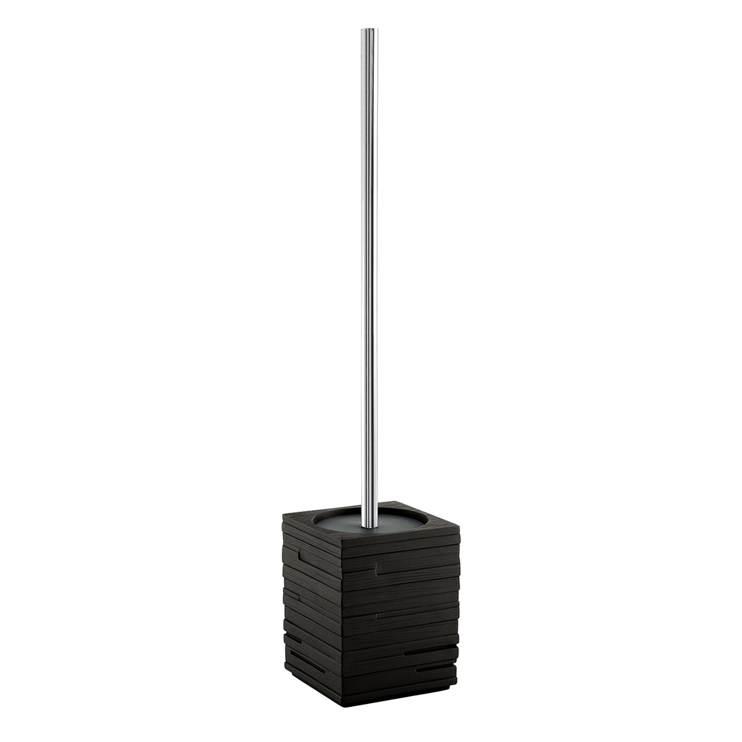 G-Flip Scopino WC D'Appoggio Gedy In Acciaio Inox – Finitura Nero Opaco, Ciuffo In Setole, Con Contenitore Interno Estraibile, Dimensioni Ø9,1 X H37,7 Cm, Design Italiano
