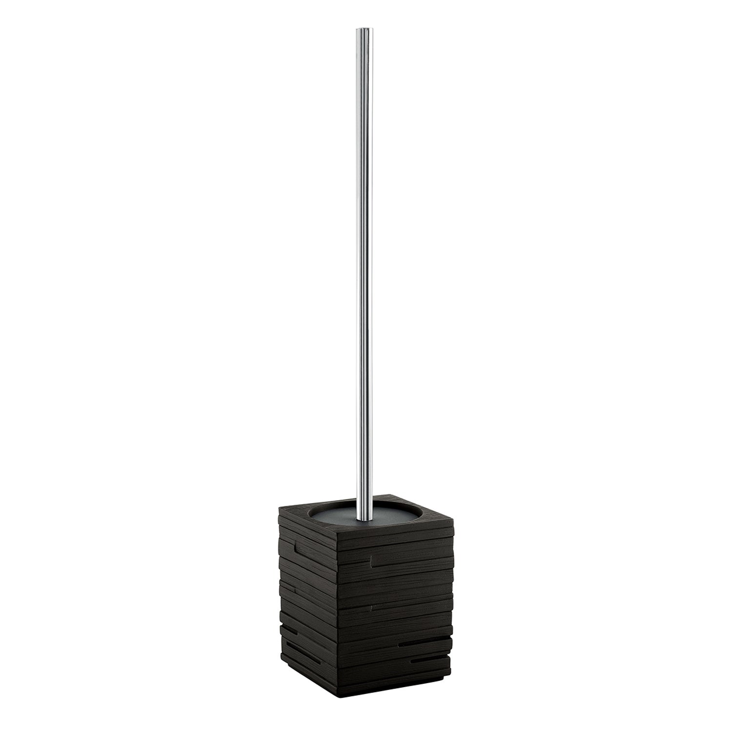 G-Flip Scopino WC D'Appoggio Gedy In Acciaio Inox – Finitura Nero Opaco, Ciuffo In Setole, Con Contenitore Interno Estraibile, Dimensioni Ø9,1 X H37,7 Cm, Design Italiano
