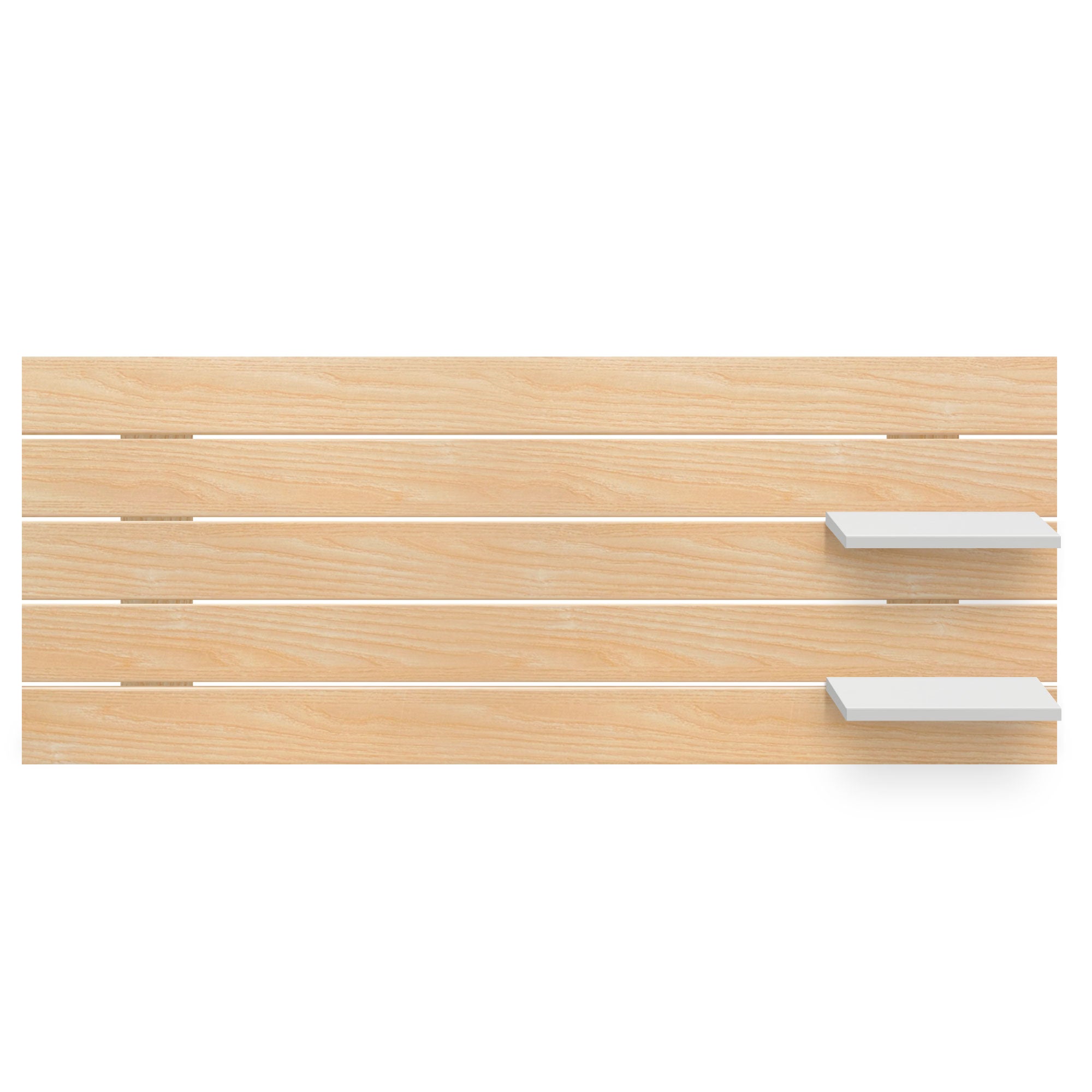 DHOME Testiera con ripiani in legno riciclato DM Parete sospesa Stile Pallet Letto Orizzontale (Legno Naturale/Bianco, 160 cm) - 4