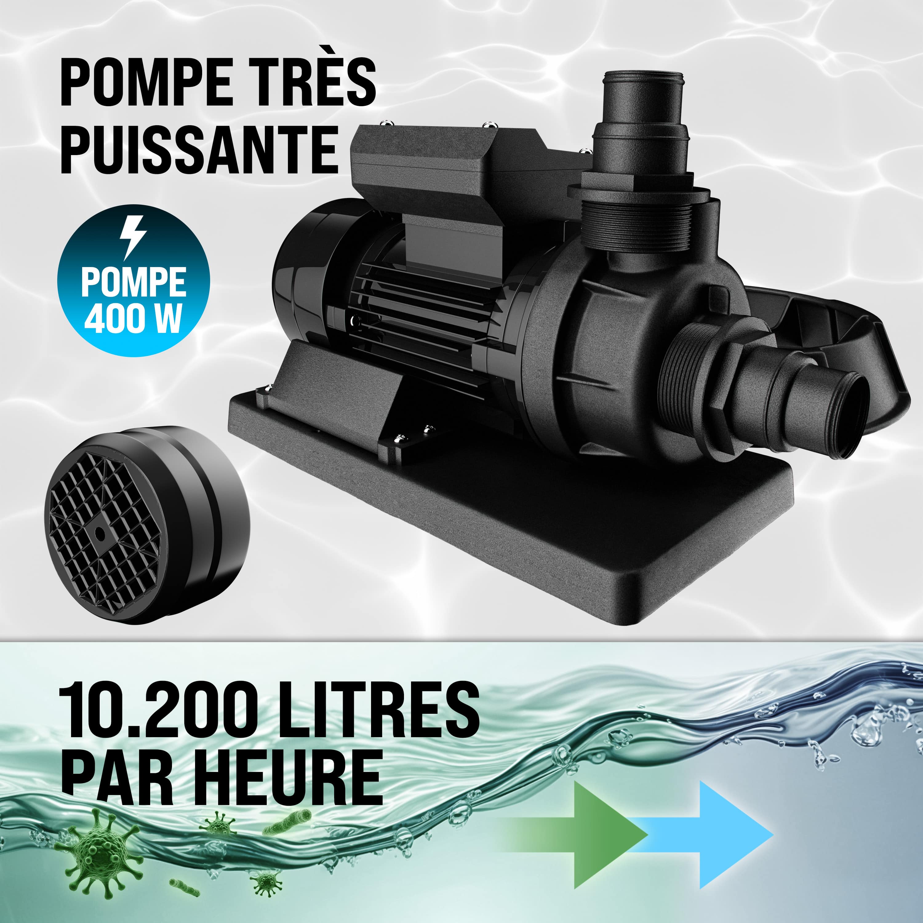 MONZANA® Pompe filtre à sable 10,2m³ auto-amorçante piscines jusqu’à 35m³ certifié TÜV vanne 7 voies raccord 2en1 Ø32-38mm système filtration sable - 2