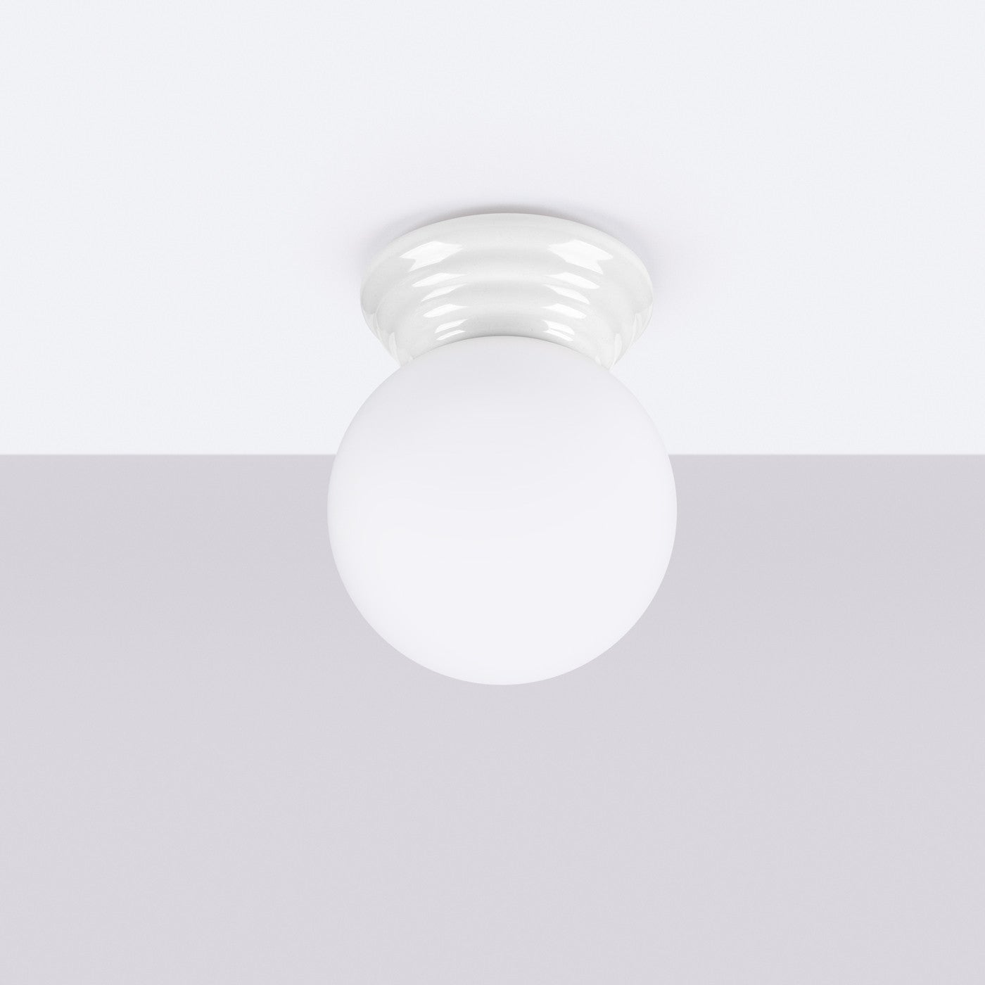 Lampa sufitowa ceramiczna szkliwiona ZORI biała 1xG9x8W ceramika / gips wym:12x12x16cm IP44 Sollux Lighting - 2