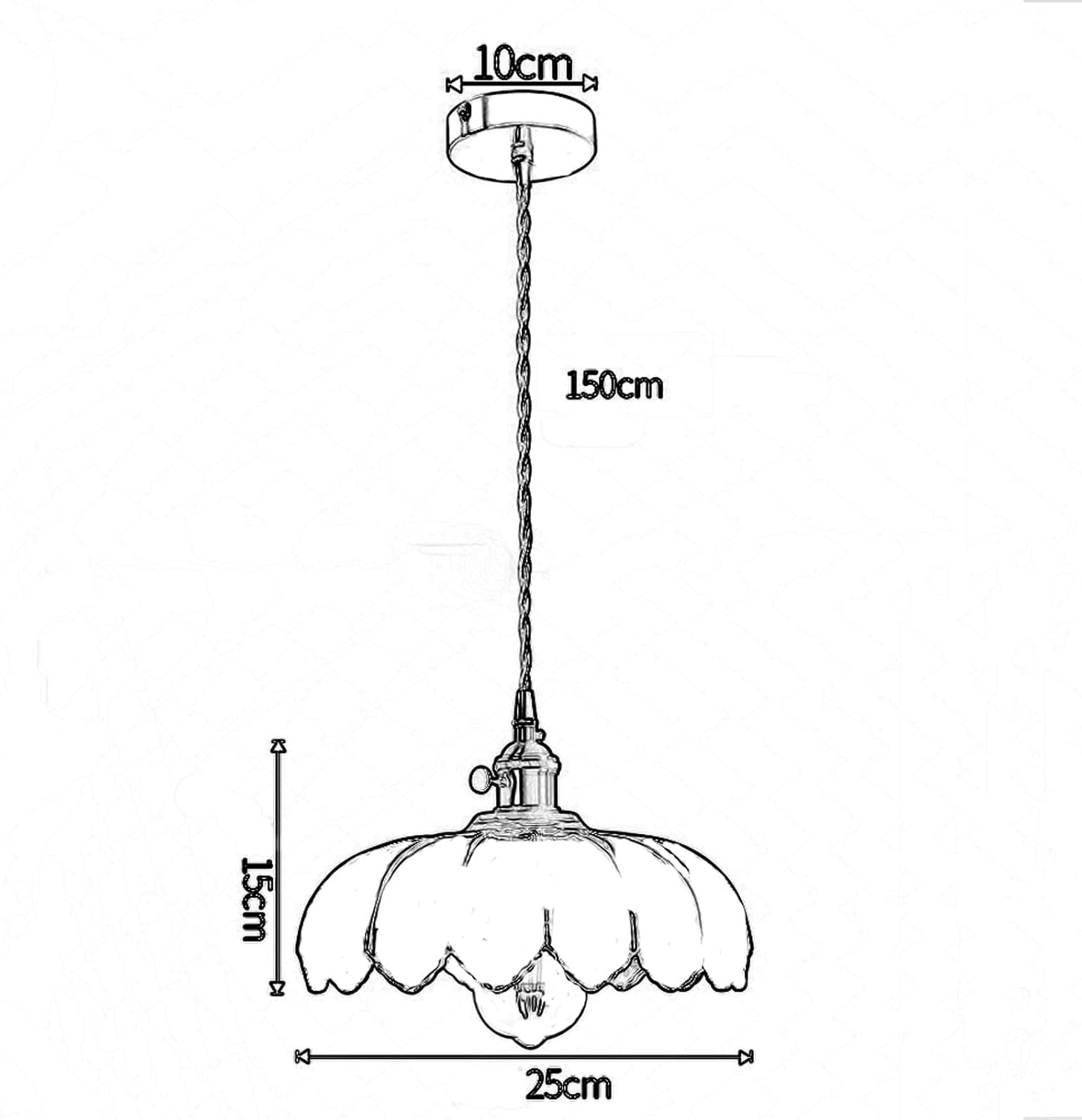 Suspension industrielle vintage avec abat-jour fleur. Câble ajustable 1.5m, culot E27. Parfait pour restaurant et salon. - 8