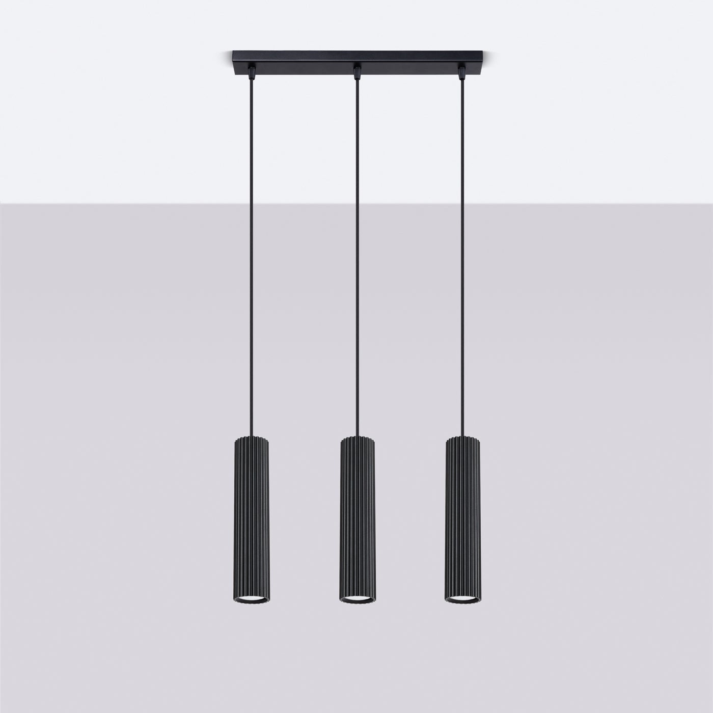 Lampa wisząca GLOOW 3L czarny LED 4000K - 45x6.5x98cm Sollux