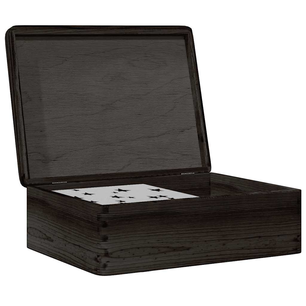 Caja de madera con tapa negra 40x30x13cm madera de pino maciza