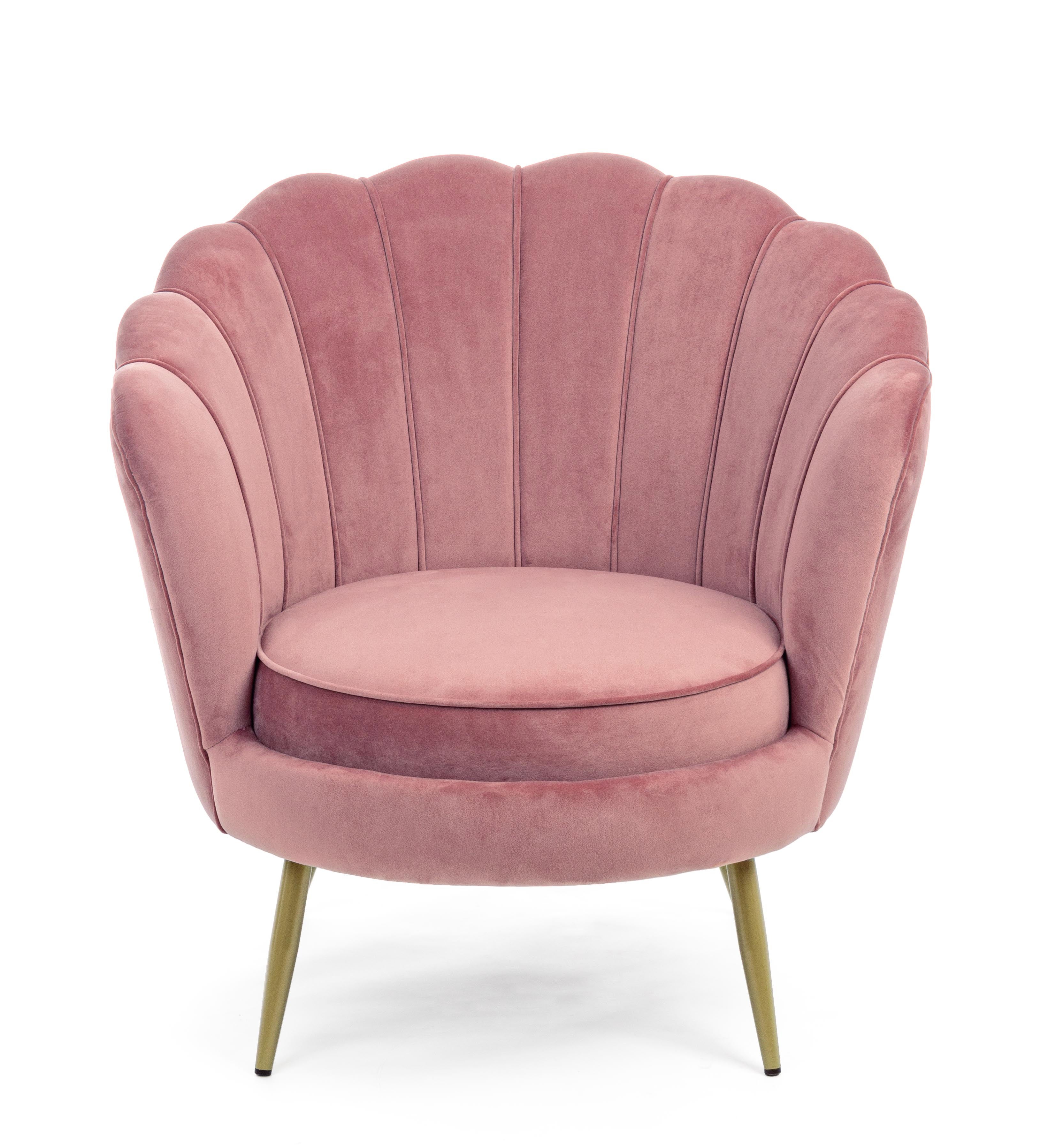 Giliola Fauteuil Elégant Velours Chaise Salon Moderne Rose Antique Bizzotto - 2