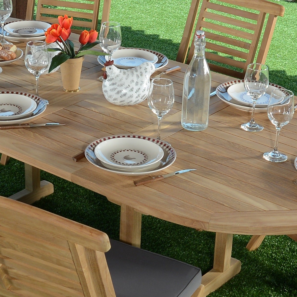 Table extensible ovale teck massif Vérone 160/240 x 100 cm - 4
