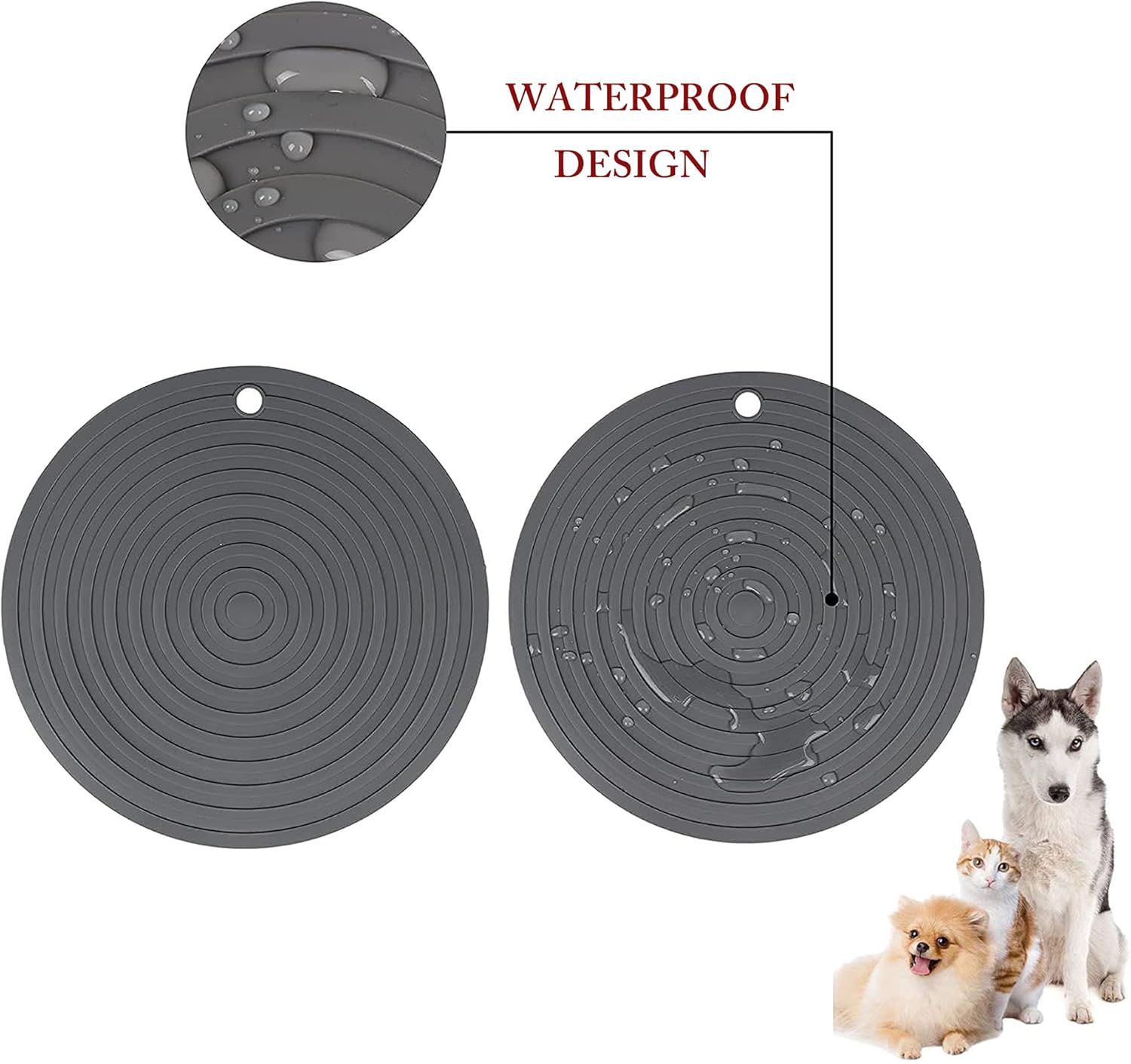 2 alfombrillas de silicona portátiles para comida de perros y gatos. - 4