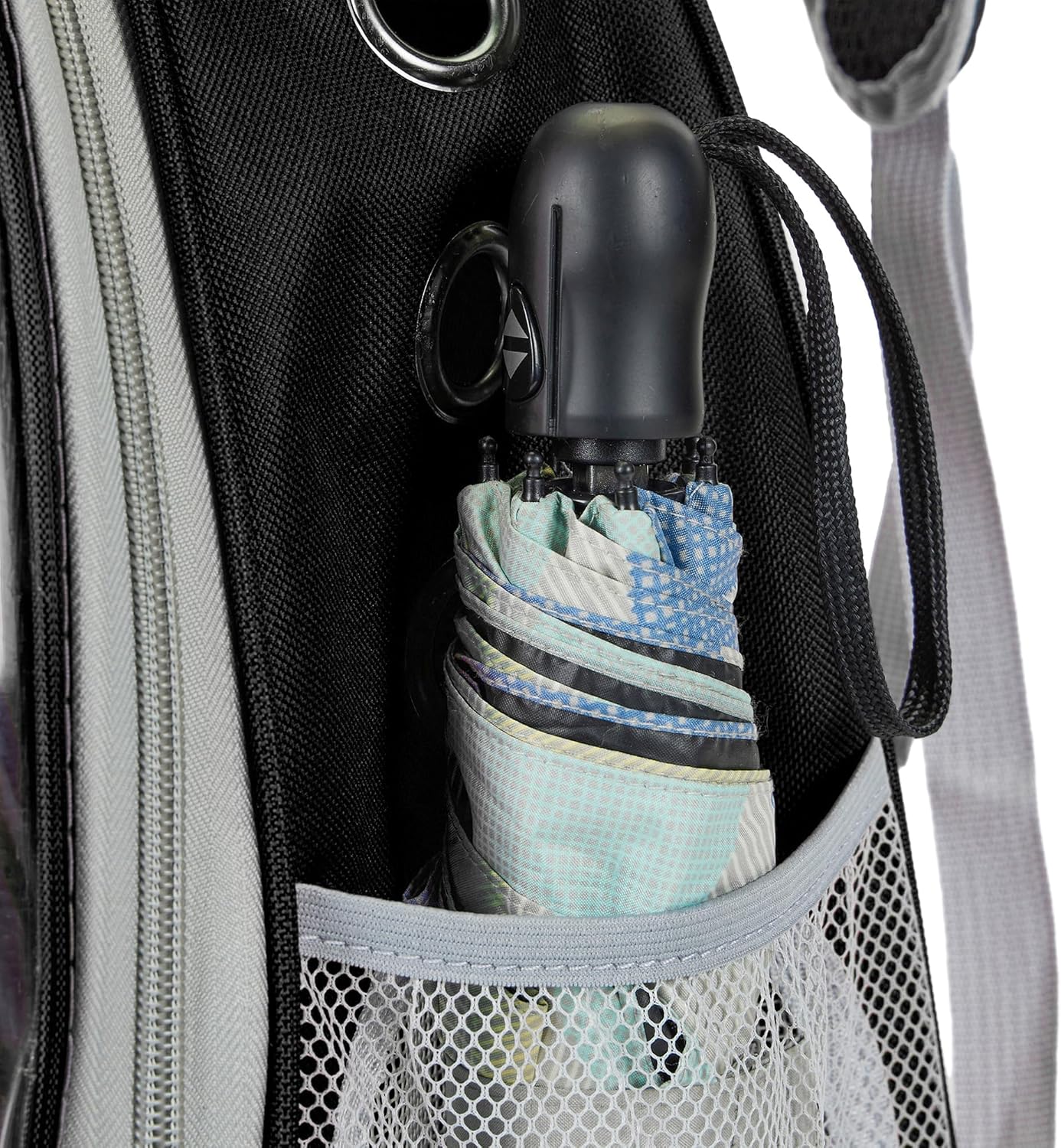 Mochila transparente para transporte de gatos e cães de pequeno porte (preta) - 6