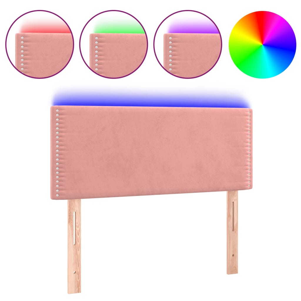 Cabecero de cama，panel de cabecera，decoración de pared con led de terciopelo rosa 80x5x78/88 cm cfw81110