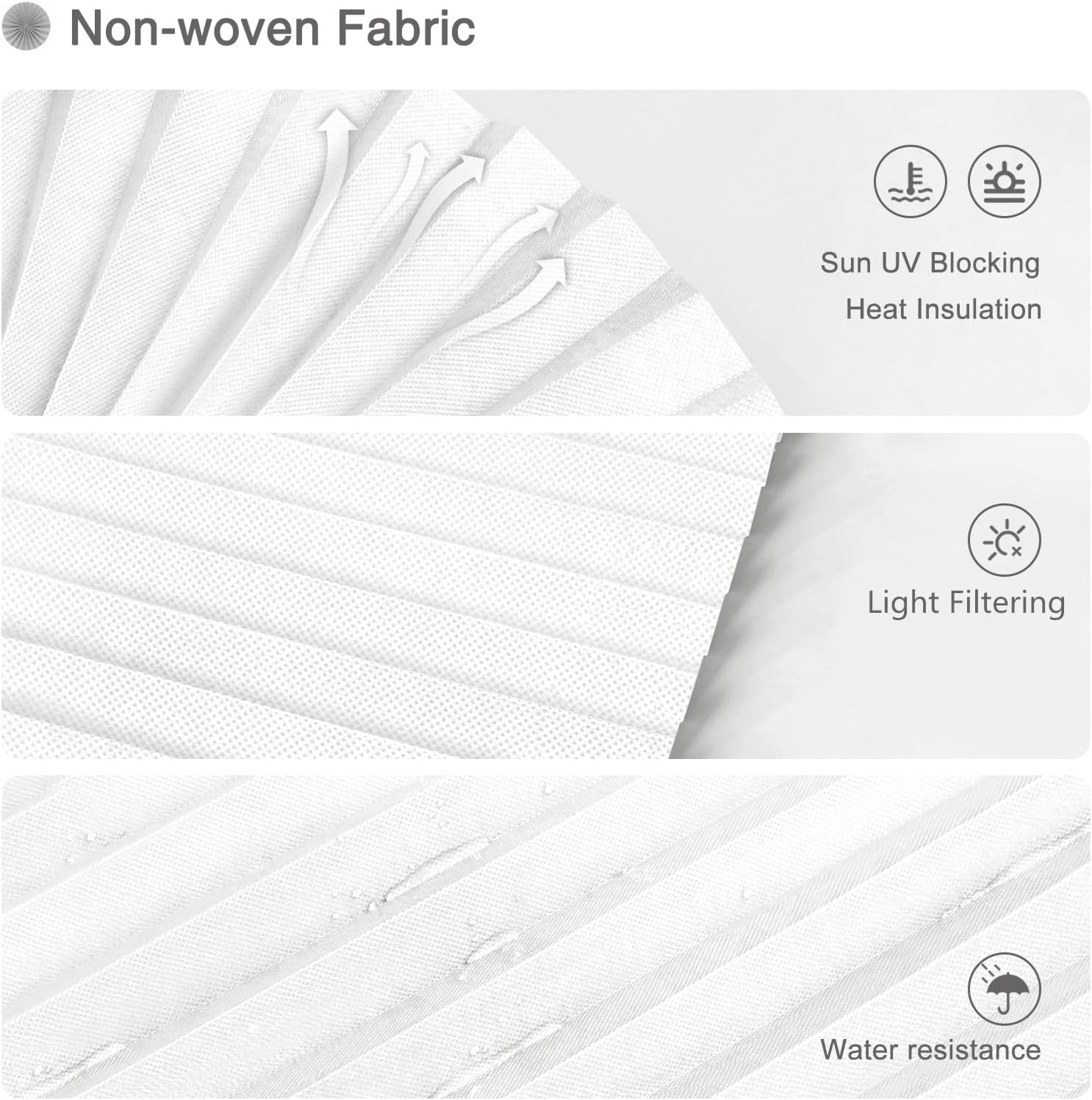 Persianas sem furadeiras Tecido não tecido cortado sob medida Blackout térmico Fácil de instalar Persianas autoadesivas Persianas plissadas Persia - 3