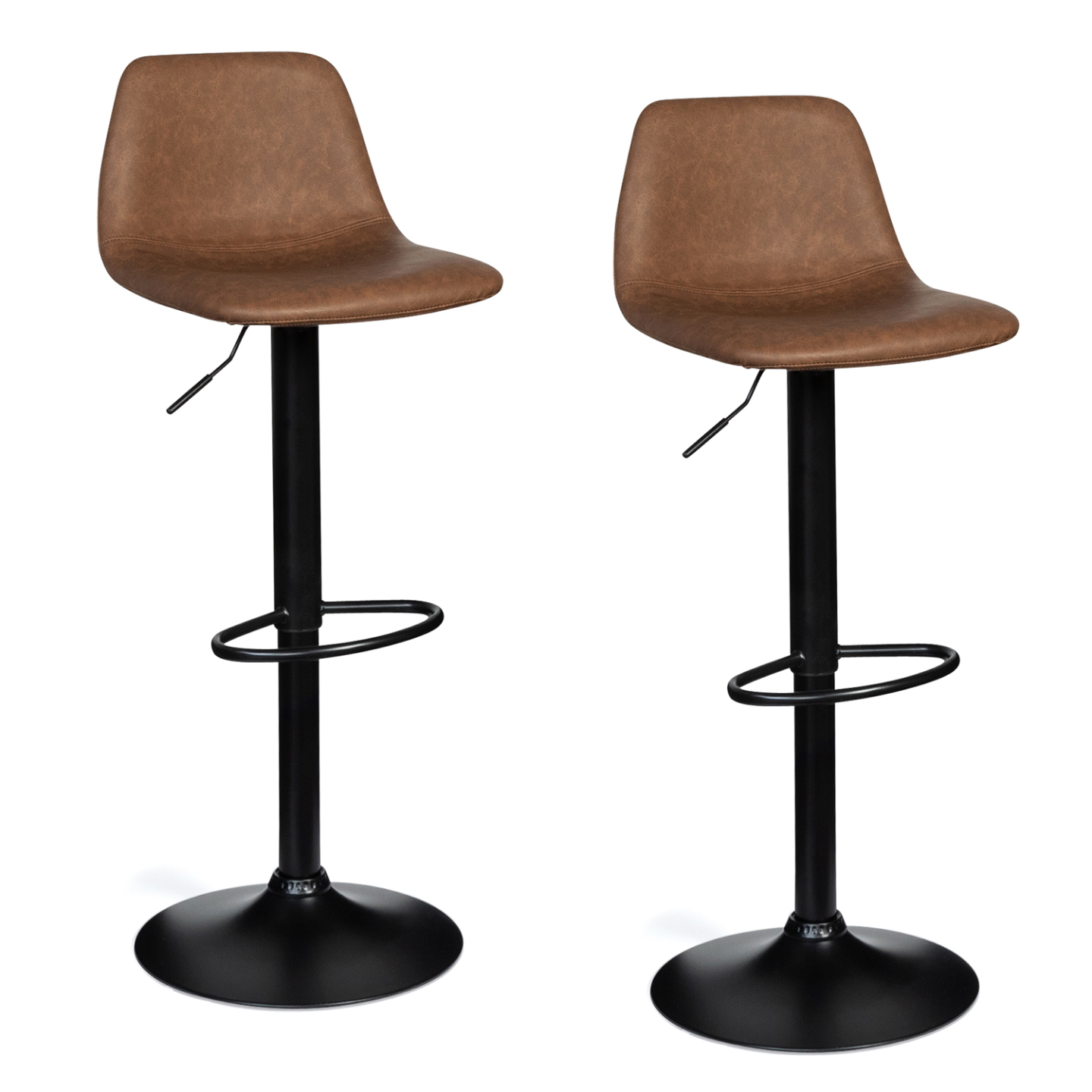 Lot de 2 tabourets de bar TEXAS marron vintage - 2