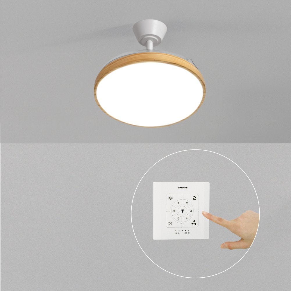 WIND CLEAR STUDIO - Wentylator sufitowy 40W cichy z chowanymi łopatkami i oświetleniem LED, różne rozmiary