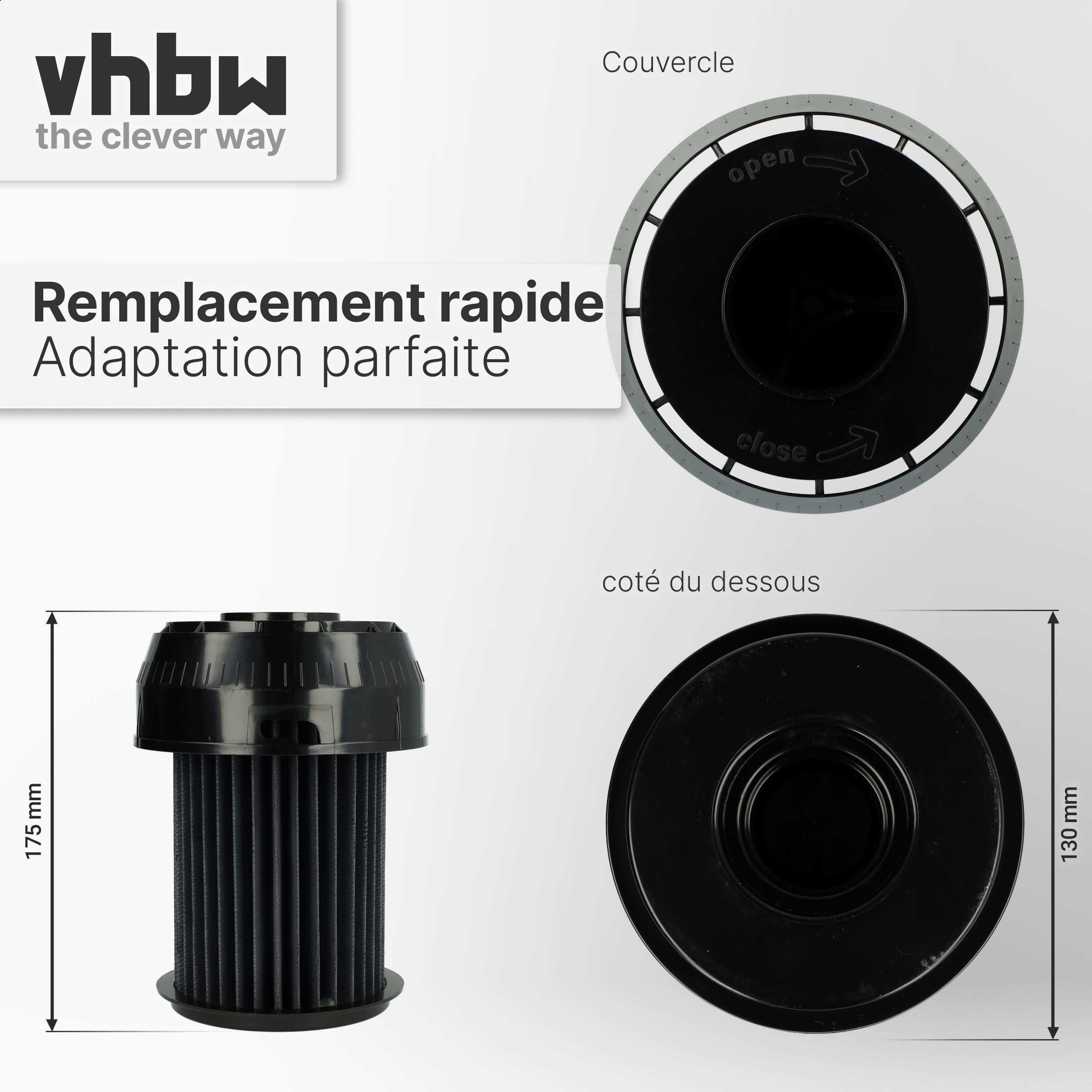 vhbw Filtre à cartouche compatible avec Bosch BGS 6 Pro 1/01, 6 Pro 101, 6 Pro 2, 6 Pro 2/01, 6 Pro 201 aspirateur - Filtre plissé - 3
