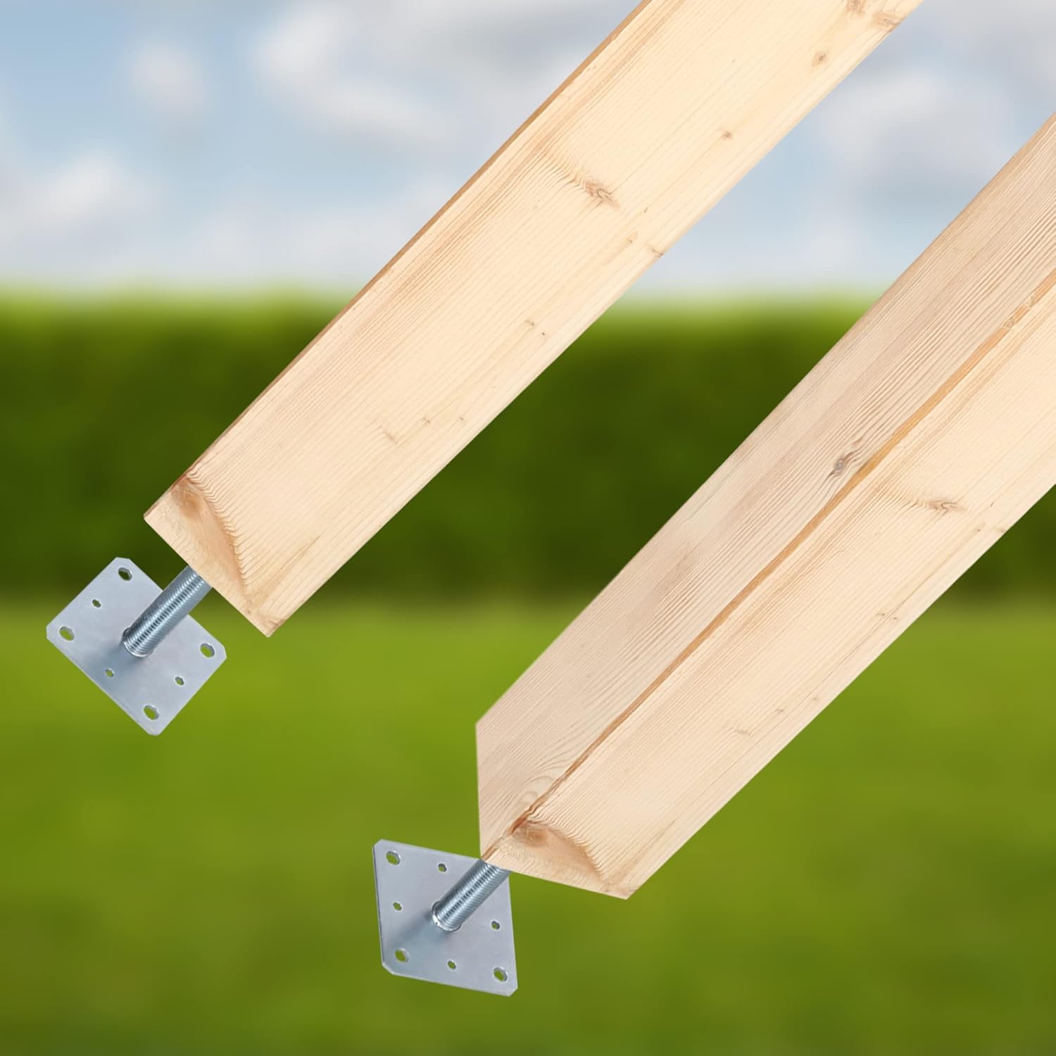 Lot de 4 Support de Poteau à Visser 80x80x250 mm en Acier Galvanisée - 4x Pied de Poteau - KOTARBAU - 7