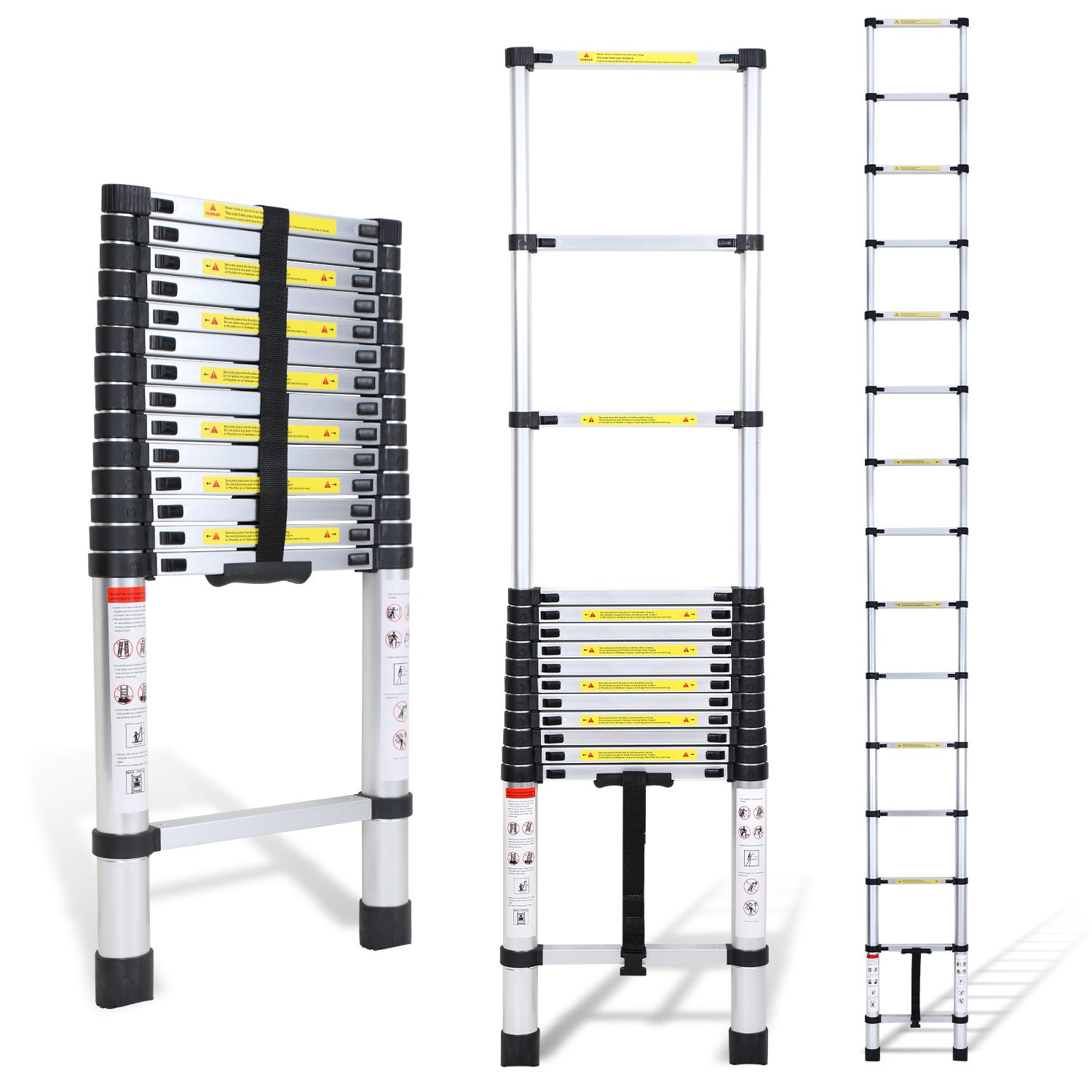 Aluminium Échelle pliante 4,4m Télescopique Pliable avec Mains ...