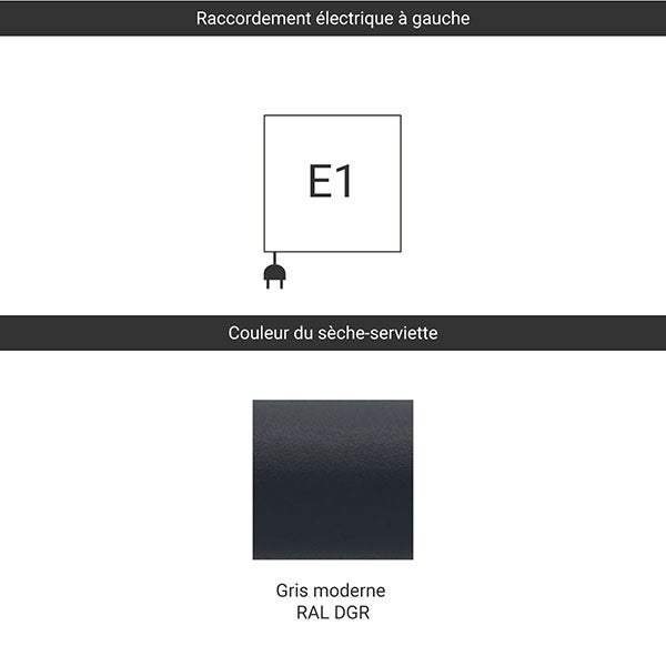 Sèche-serviette électrique gris - (HxL) 1580x600 mm - 1000 ( Watts) - 1000 Watt - ALE1580-600E1DGR - 2