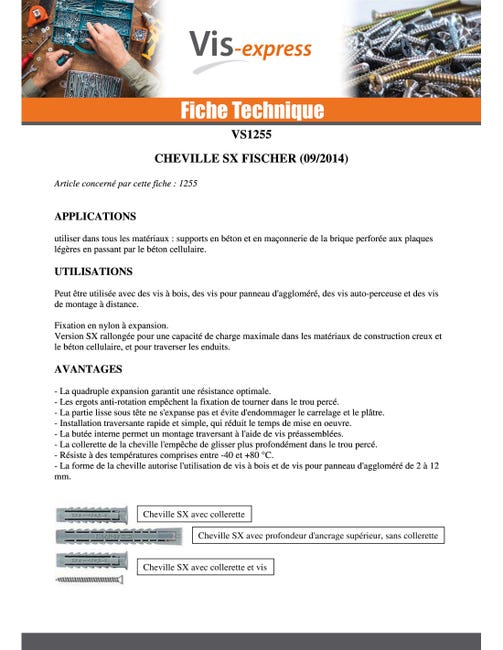 Boîte de 10 chevilles Duopower avec vis FISCHER 538258 12 x 60 mm Boîte de 10 chevilles Duopower avec vis FISCHER 538258 12 x 60 mm
