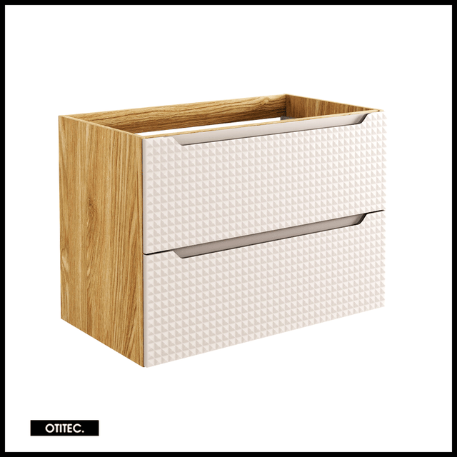 Meuble sous vasque de 80 cm - Beige - 2 tiroirs - SETTA