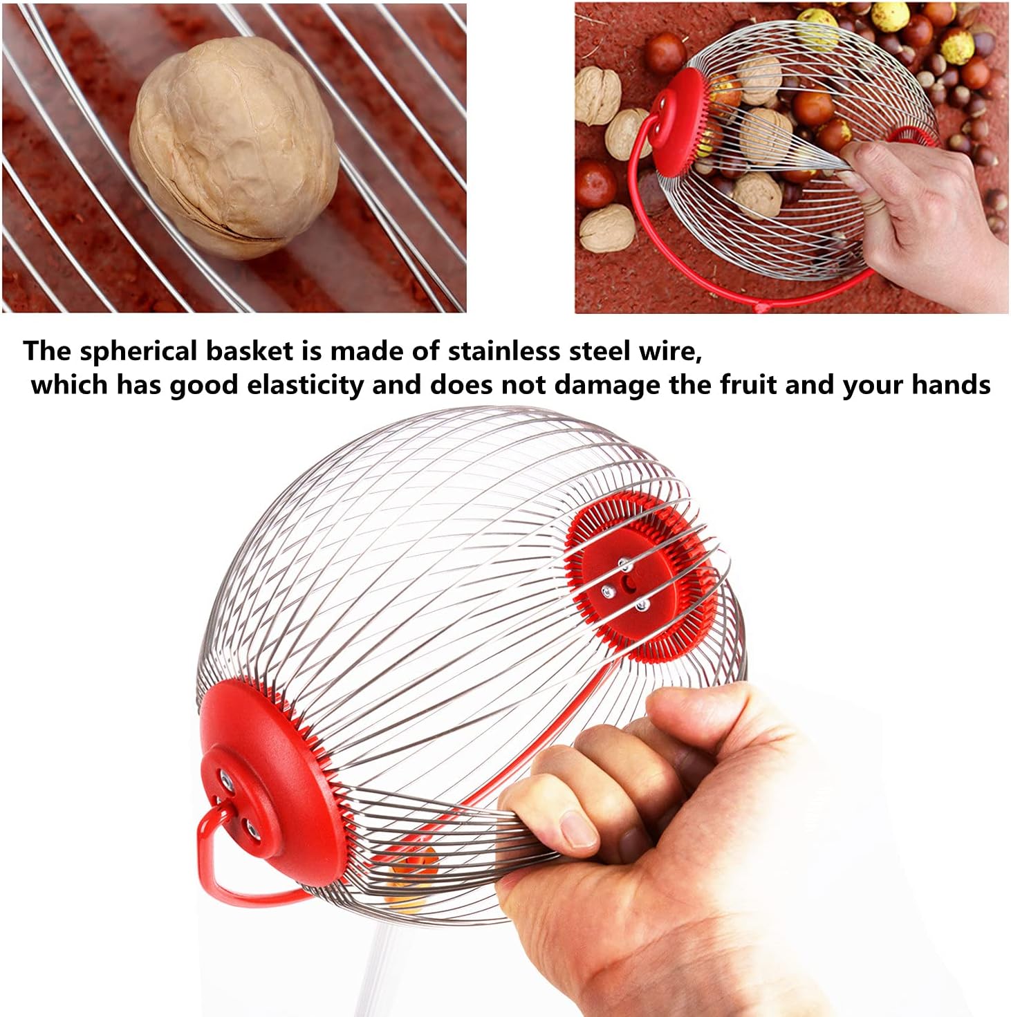 Grand rouleau de ramassage de noix d'extérieur réglable et léger en acier inoxydable, outils de jardinage pour ferme fruitière familiale - 3