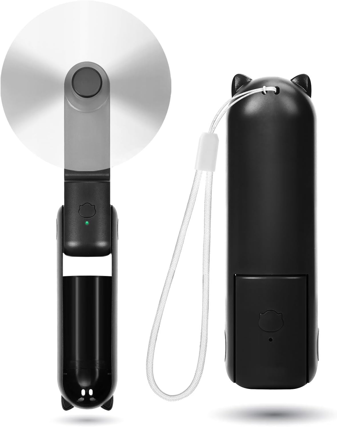 Mini wentylator cichy, 3-biegowy, przenośny, ładowalny, USB, zasilany akumulatorem podróżnym (czarny)