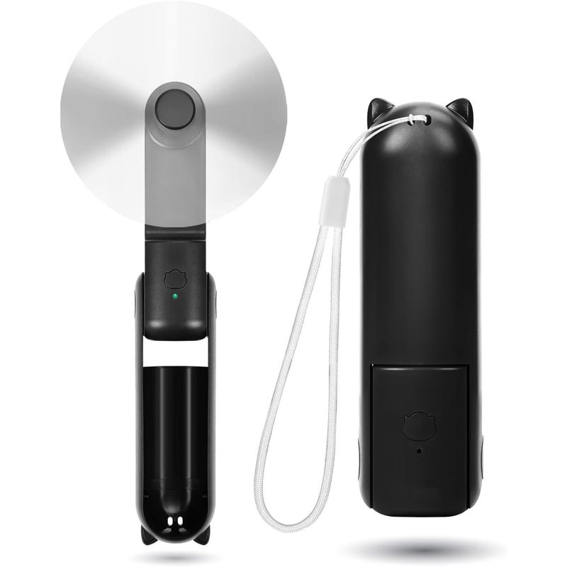 Mini wentylator cichy, 3-biegowy, przenośny, ładowalny, USB, zasilany akumulatorem podróżnym (czarny)