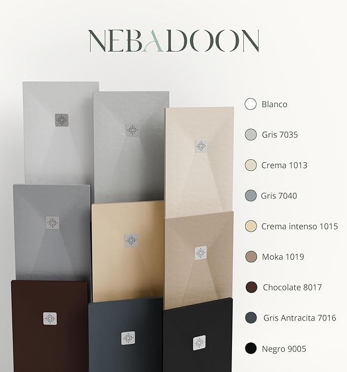 Plato de Ducha de Modelo Roma II – Negro (RAL 9005) 70x140 cm – Incluye Válvula Desagüe y Rejilla - 6