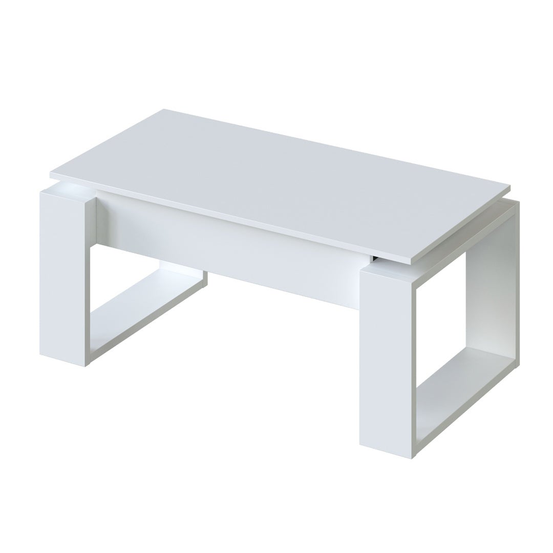 Table basse relevable - Mélaminé blanc - L 105 x P 55 x H 45 cm NOVA - 5