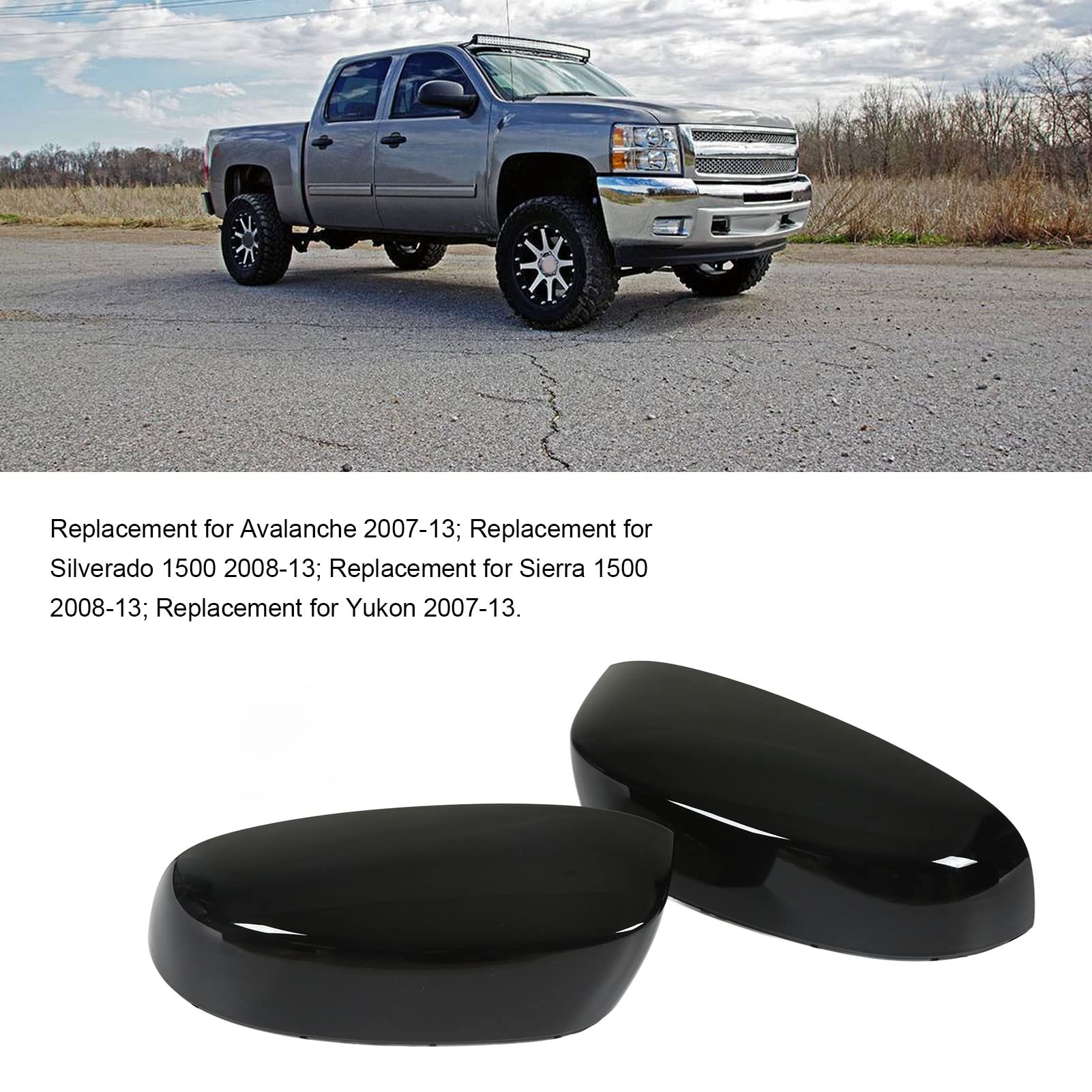 2 pezzi Copri specchietto retrovisore ABS anti-invecchiamento Copertura specchietto retrovisore laterale di ricambio per Avalanche Silverado Suburban - 3