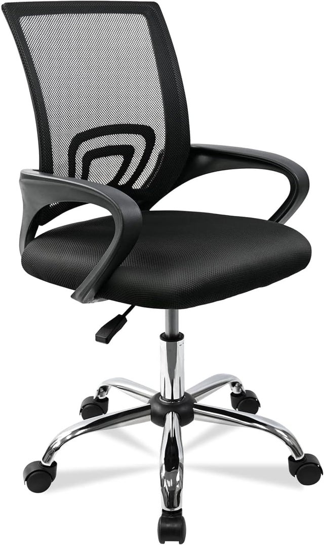 DUPI Silla Oficina Escritorio Riga | Respaldo Ergonómico de Malla | Giratoria 360º con Altura Ajustable | Reposabrazos | Negro