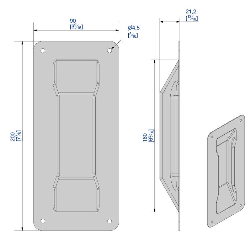 Poignée cuvette en acier galvanisé embouti 200 x 90 mm - 2
