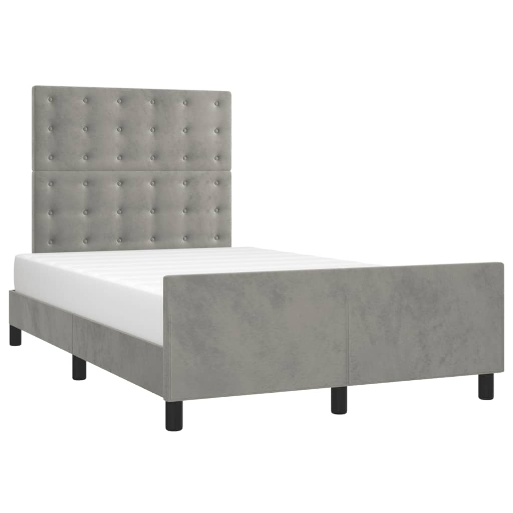 Cadre de lit sans matelas, en velours, gris clair, pour la chambre, 120 × 200 cm - 3