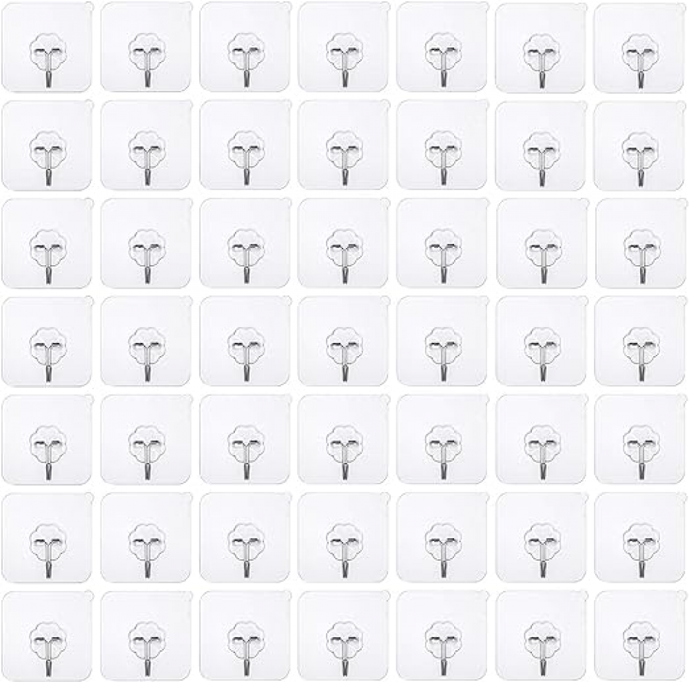 50 sztuk samoprzylepnych haczyków bez wiercenia Samoprzylepny haczyk bez wiercenia, przezroczysty haczyk ścienny, przezroczysty samoprzylepny haczyk