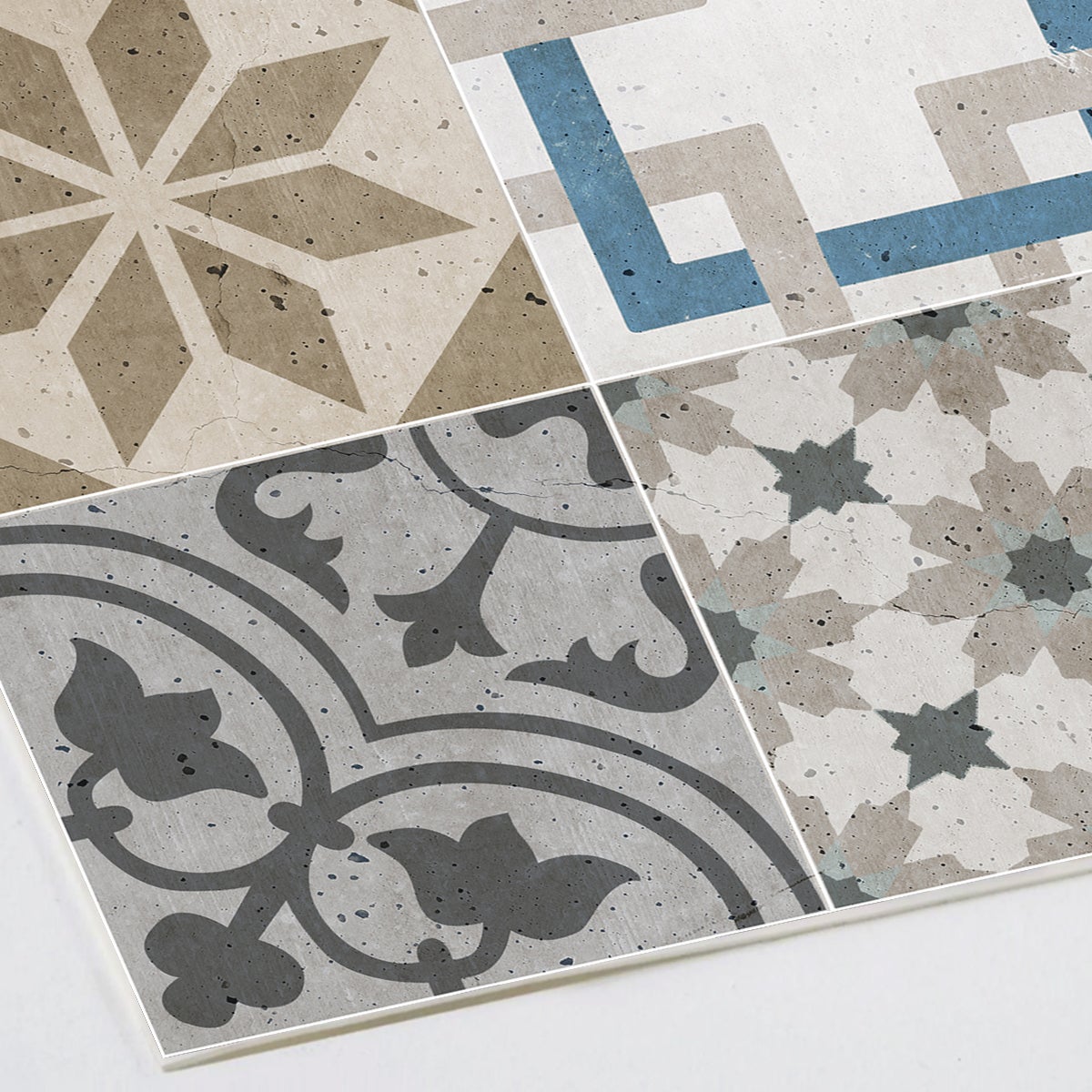 Alfombra de vinilo Azulejos vintage A 133x200 cm - PVC antideslizante, vinilica para cocina o salón, lavable, estilo hidraúlico - 3