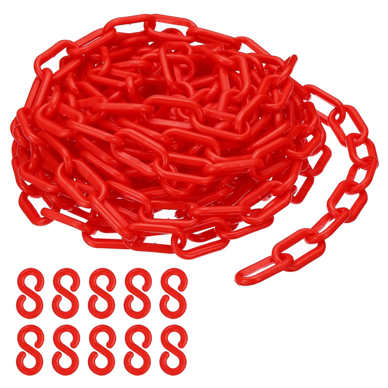 Łańcuchy plastikowe w kolorze czerwonym, 700 cm, 6 mm, do barier, parkingów, ogrodzeń, bram i dekoracji