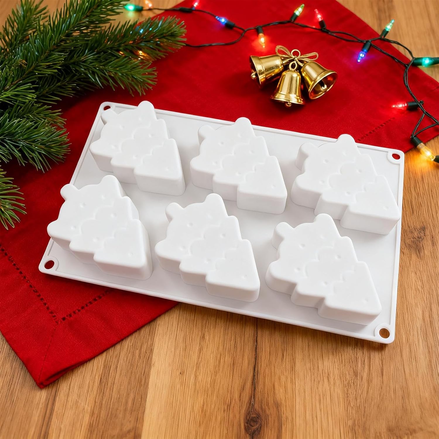 Forma w kształcie choinki – silikonowa forma z 6 gniazdami – formy do ciast – do babeczek, musów, czekoladek, ciasteczek, ciasteczek, żywicy epoksydow