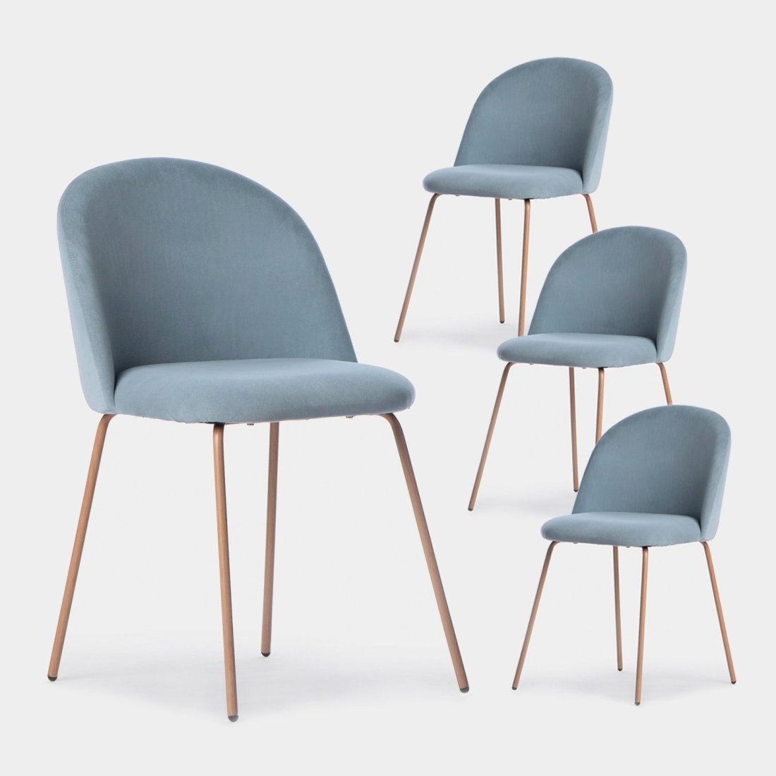 Lot De 4 Chaises De Salle à Manger En Velours Blanc – Dossier Rayé, Pieds Dorés, Rembourrées – Moderne