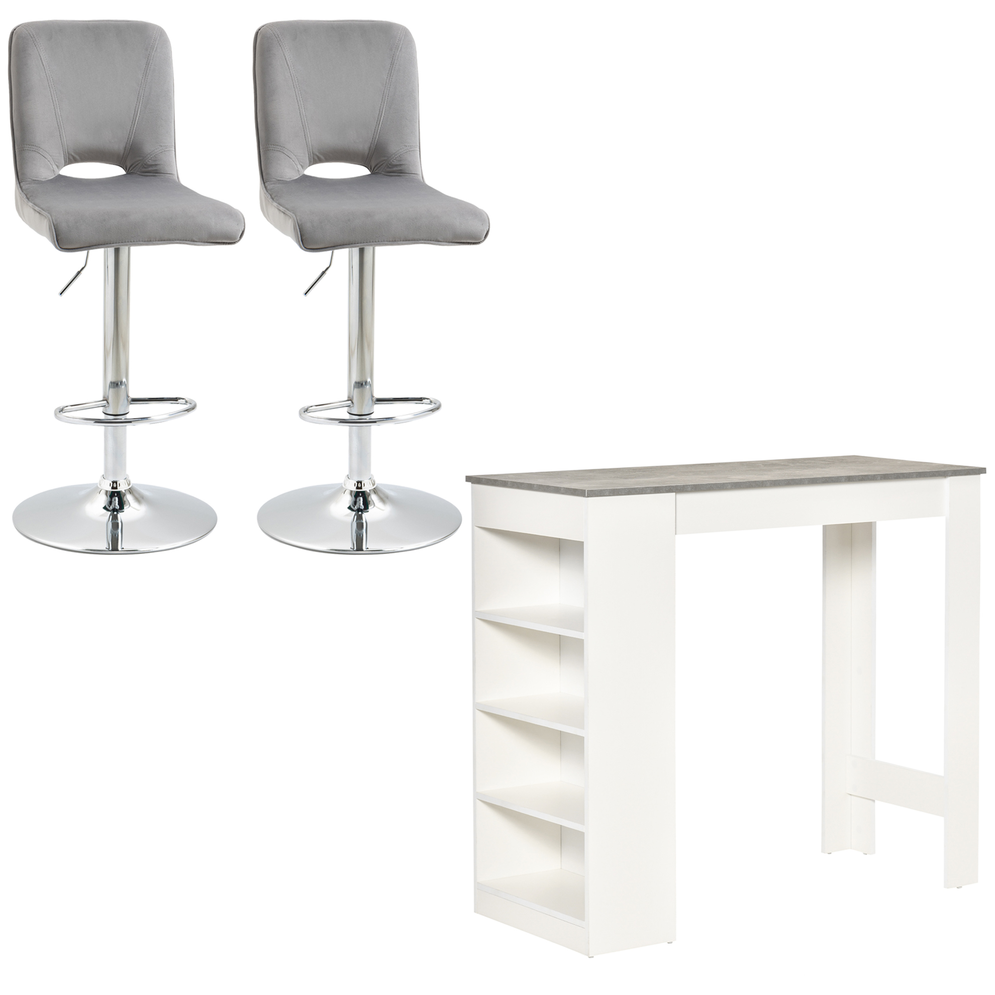 Conjunto de bar homcom poliéster, melamina de madera blanco y gris 41x51x117 cm 835-p145