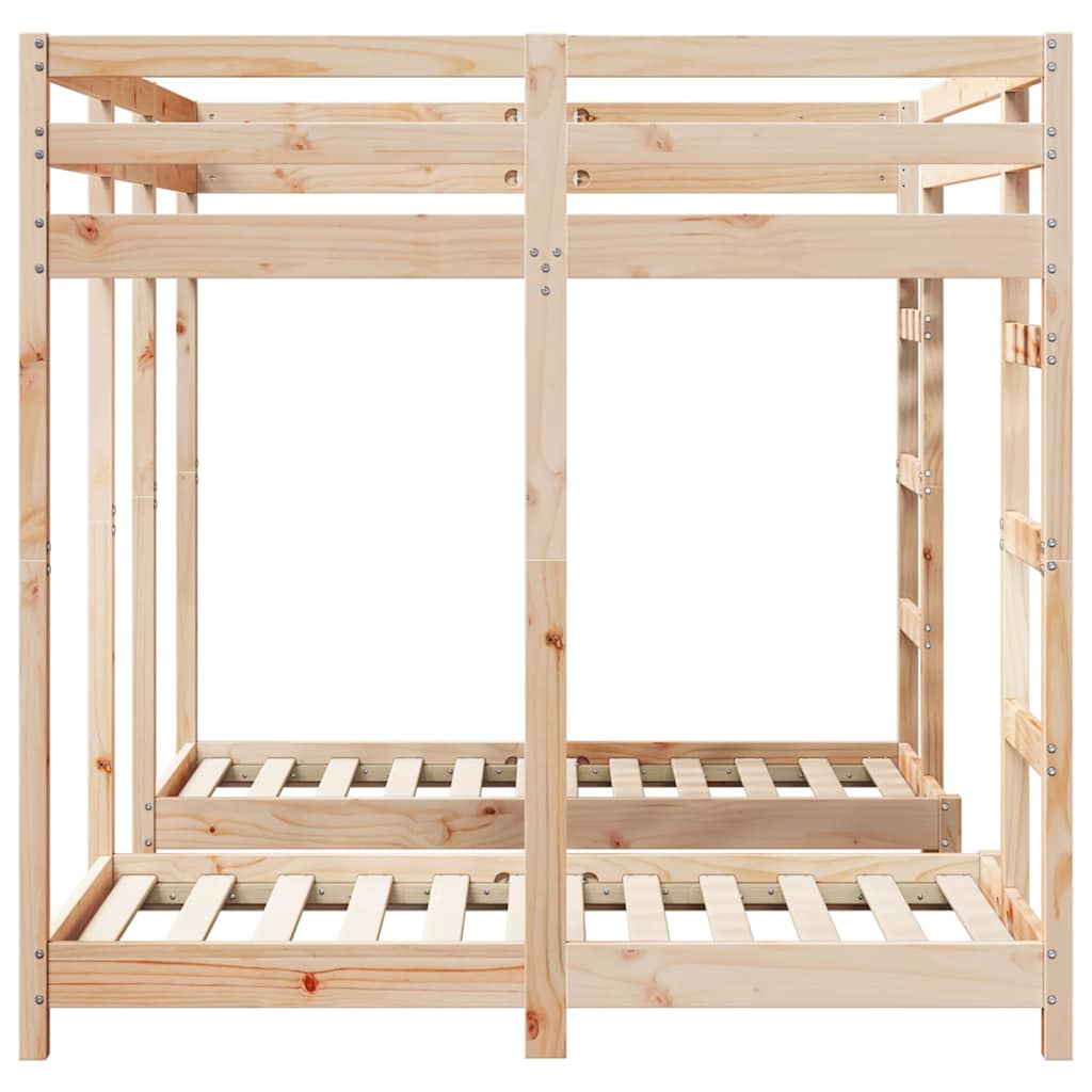 Cadre de lit superposé triple, marron, en pin massif, 140 × 200 cm - 5