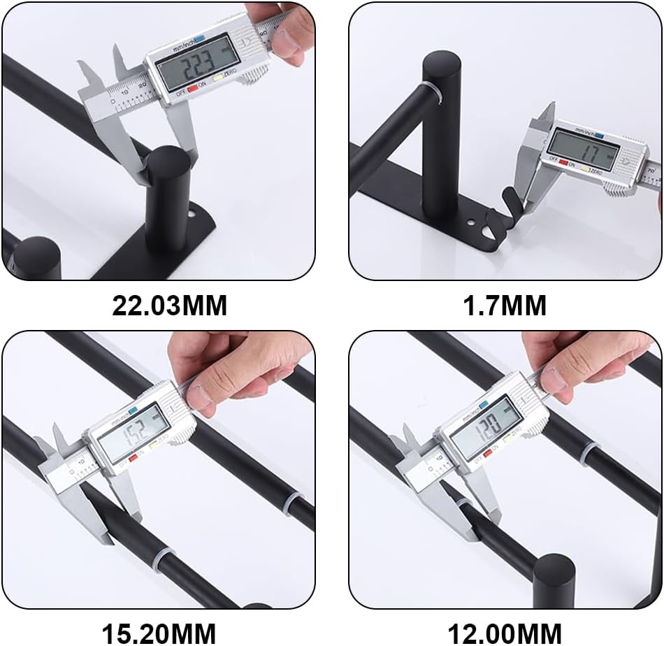 Porte-serviettes de salle de bain en acier inoxydable, rétractable 43-78 cm (noir, 3 niveaux) - 4