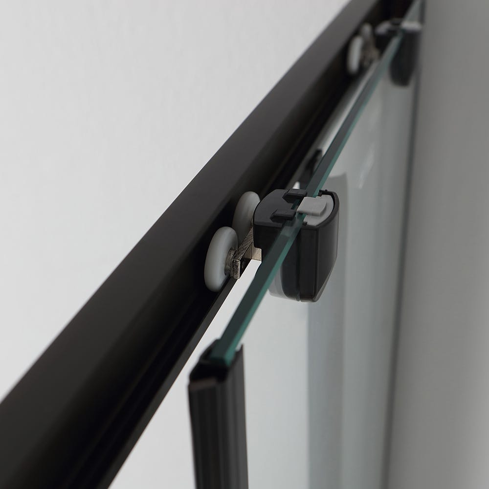 Mampara de ducha 80x100 h 190 perfil negro mate cristal claro | City - 3