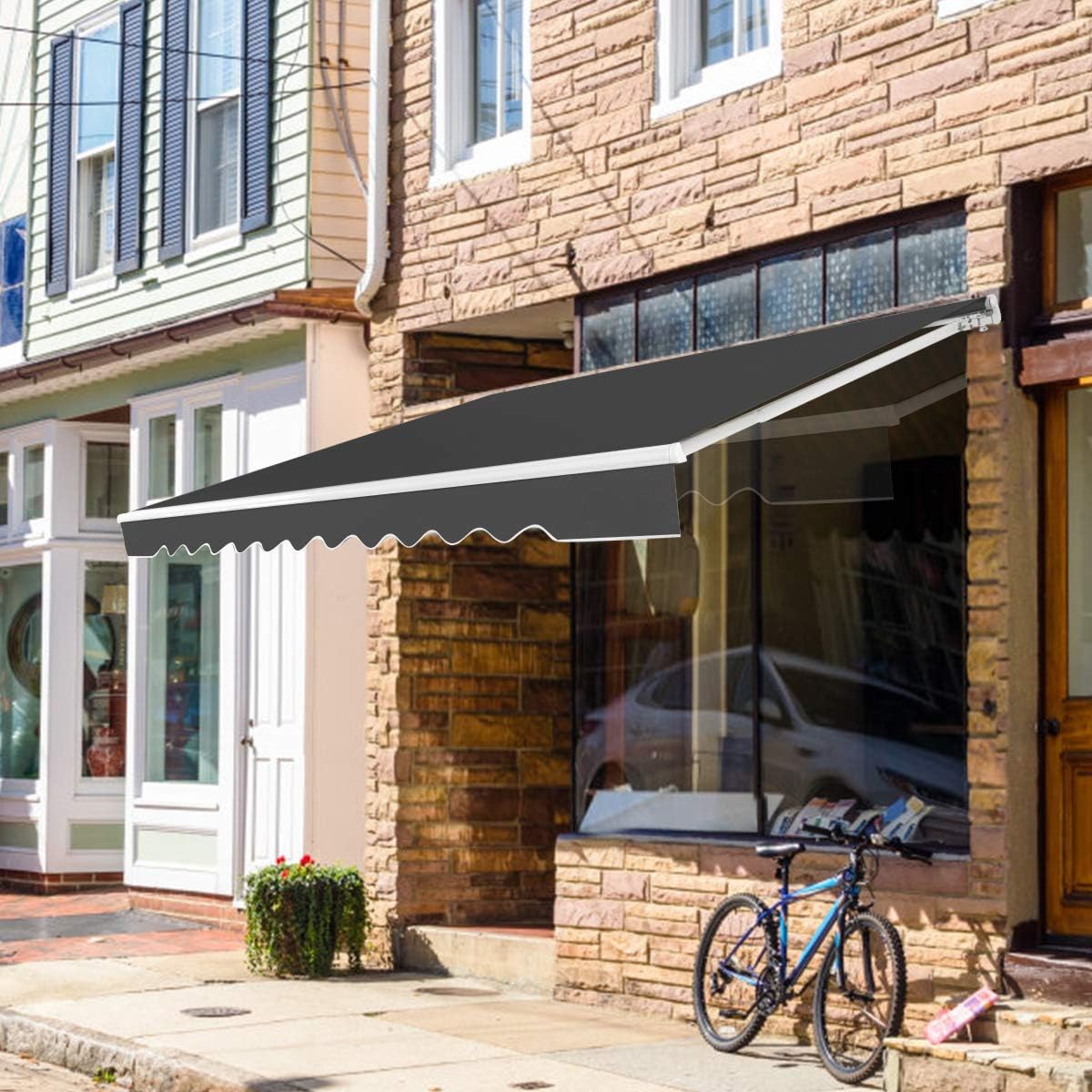 Store Banne de Balcon Rétractable avec Tissu Résistant aux UV et à l'eau, Cadre en Aluminium, Réglable 5-35°,3 x 2,5 m, Gris - 2