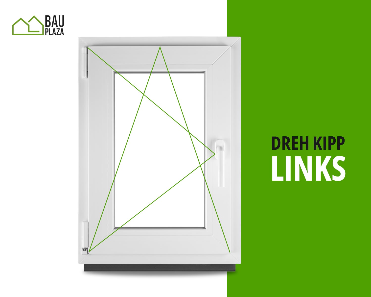 BauPlaza - Fenêtre PVC 60 x 90 cm d'ouverture Gauche double vitrage Toutes les tailles blanc Largeur x Hauteur 600 x 900 mm Oscillo-battant - 3