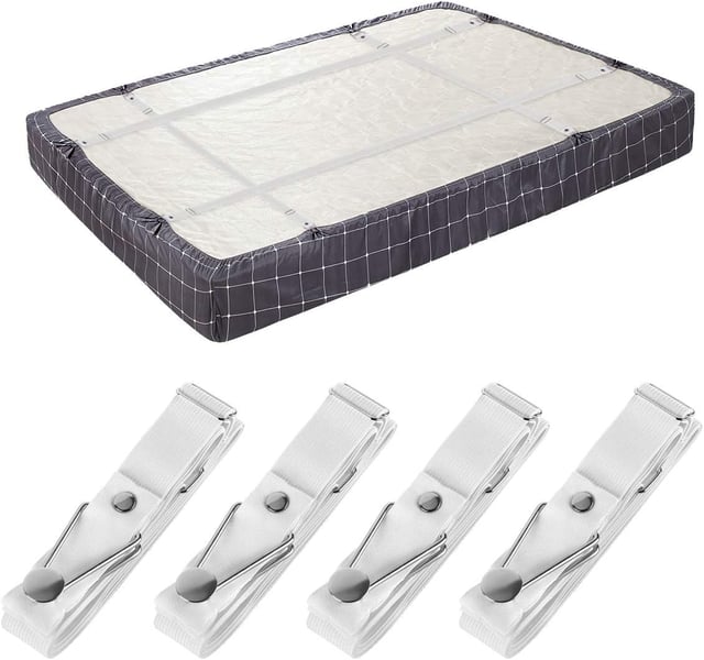 Pinces à draps - Pinces à draps-housses réglables, élastiques pour fixer les draps, les housses de matelas et les coussins de canapé (lot de 4)