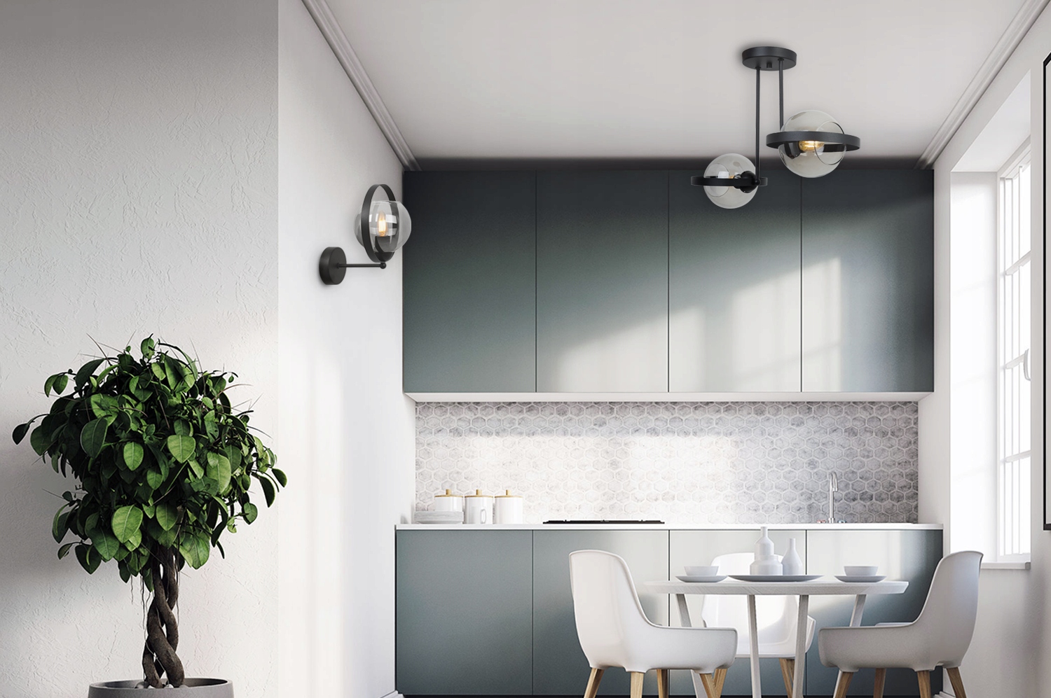 Lampa kinkiet ścienny Ring Haga modern 1xE27 klosz pierścień grafitowy Light Home LH - 3