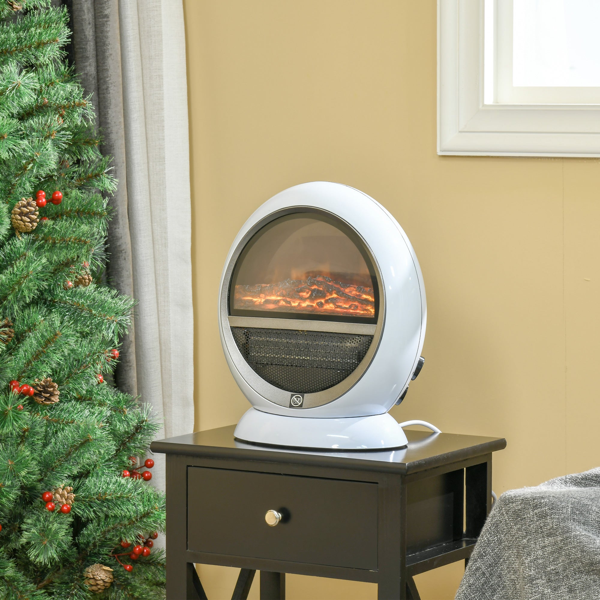 Cheminée électrique portable avec effet flamme - 1500 W - Blanc - 30 ...